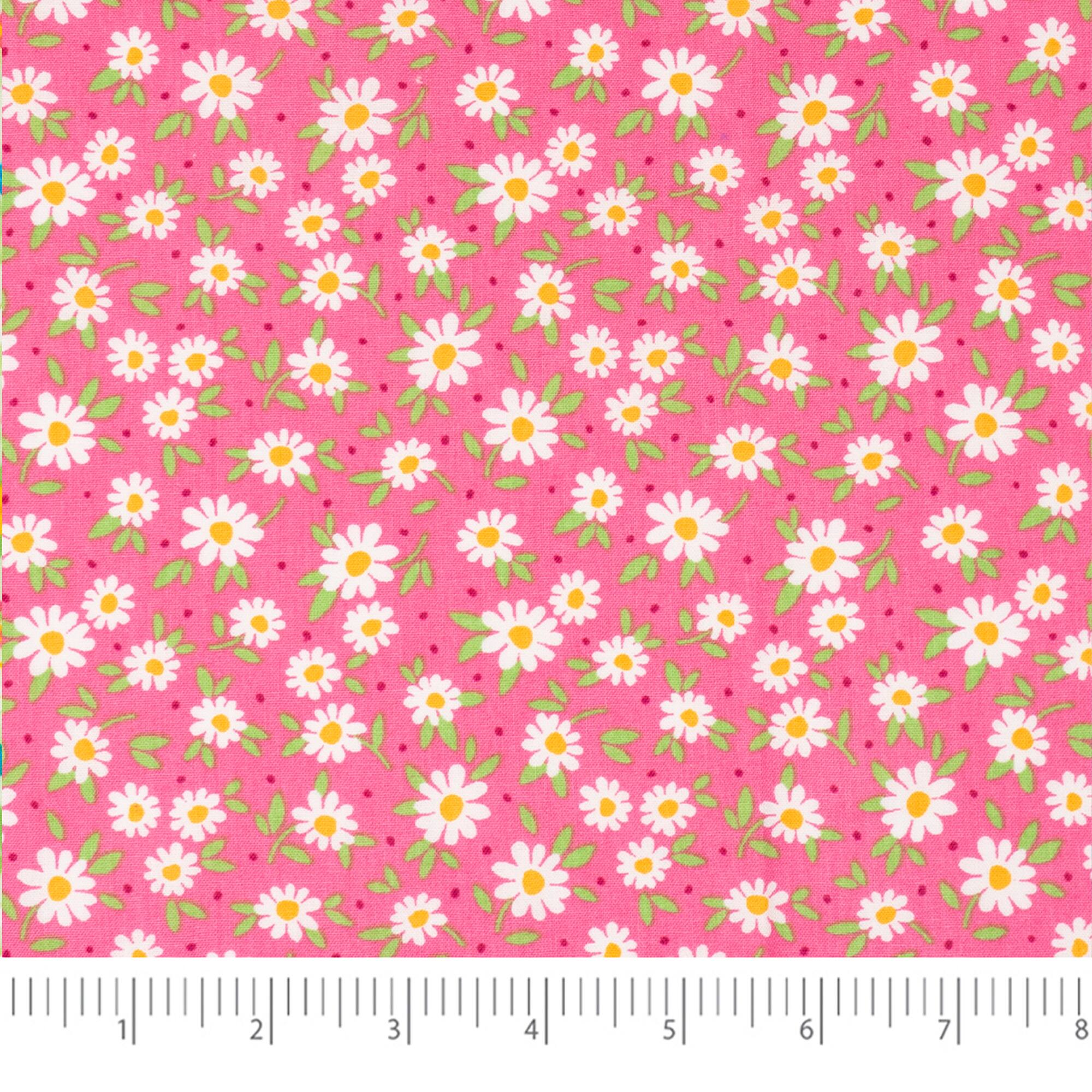 SINGER Pink Green Spring Print Ringspun Cotton Fabric Bundle